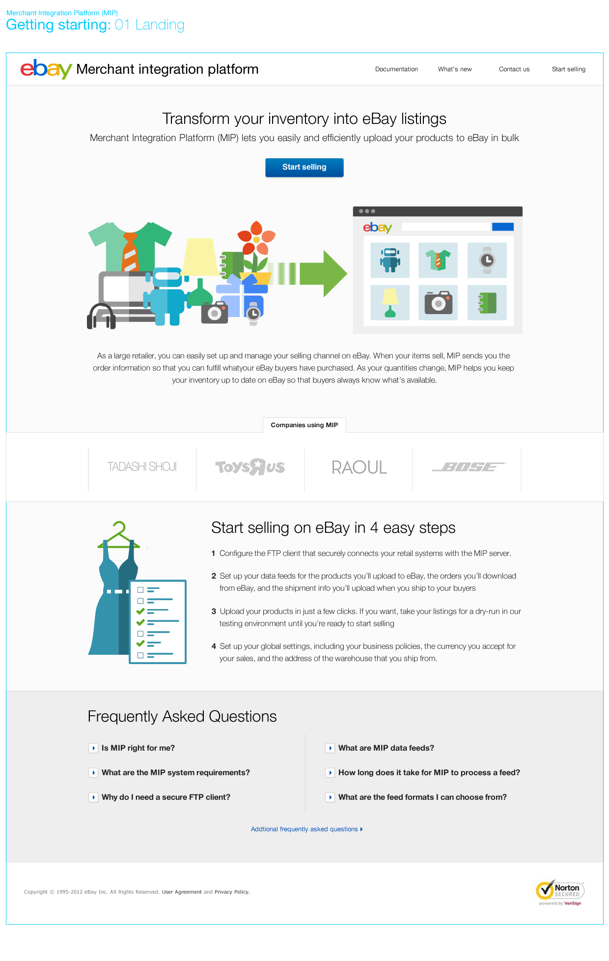 Merchant Integration Platform — homepage design