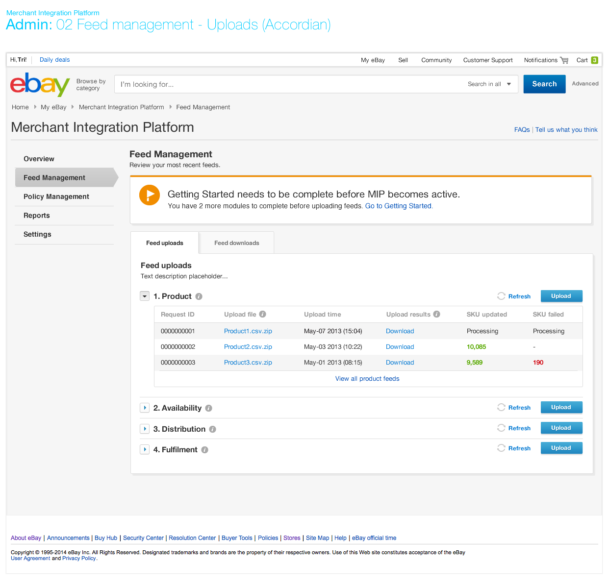 Upload Feed Management - Accordion