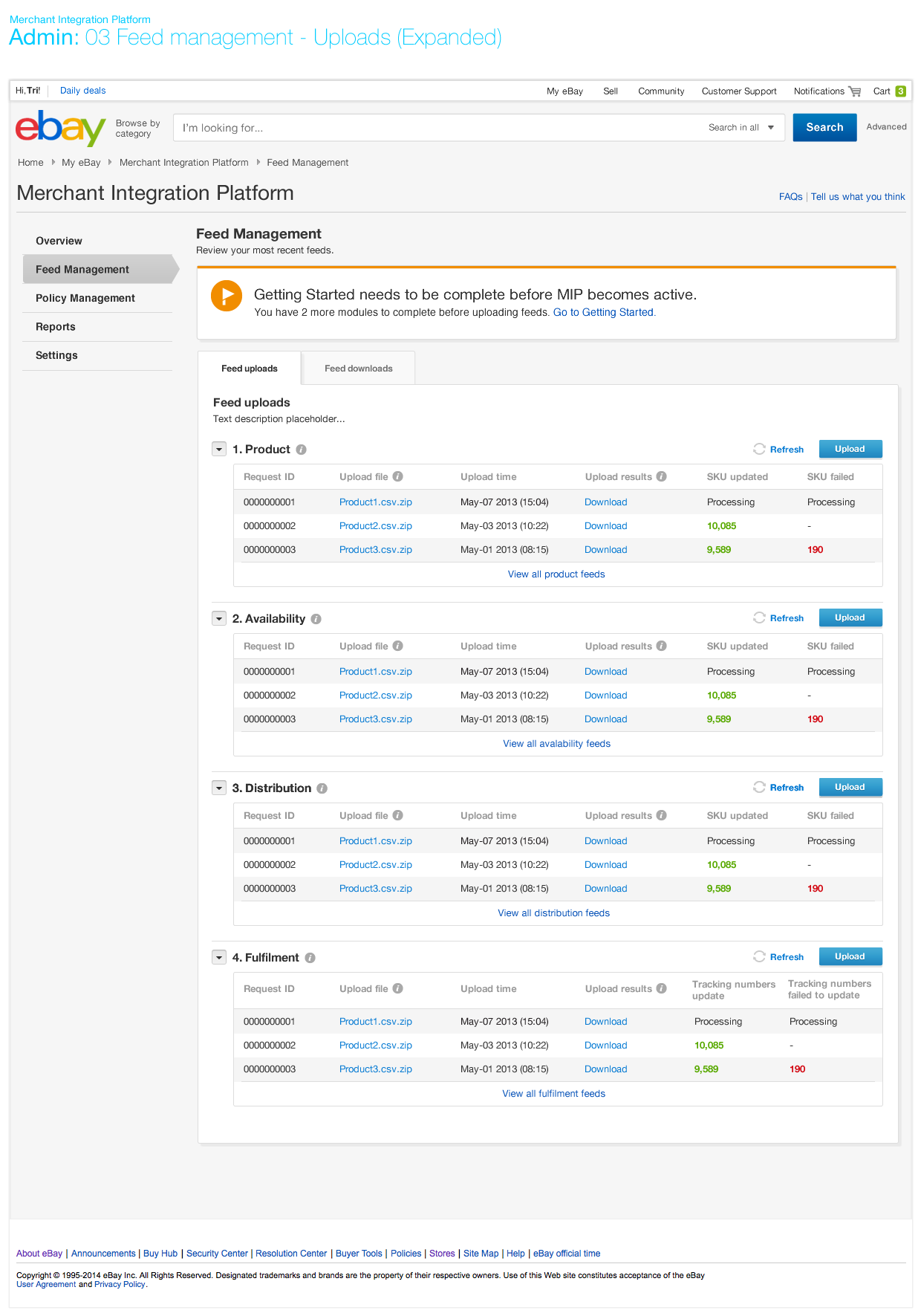 Upload Feed Management - Expanded